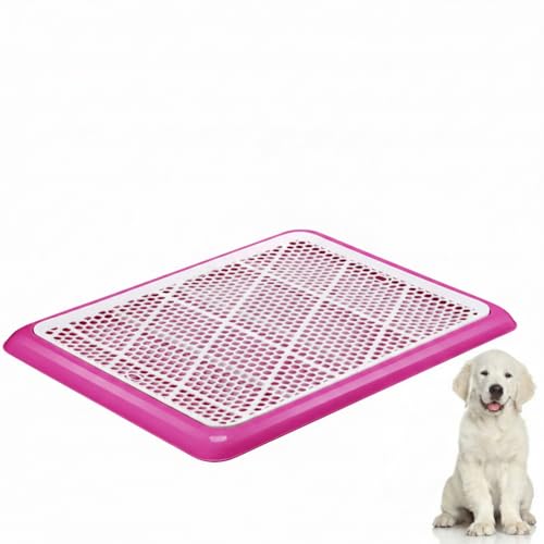 Mifoci Dog Pee Pad Holder Potty Tray Portable Dog Litter Box Toilet Training for Indoor Outdoor Small Medium Large Pet Puppy(Pink,25.59 x 18.9 Inches,2 Pcs) - color: Pink, size: 25.59 x 18.9 Inches
