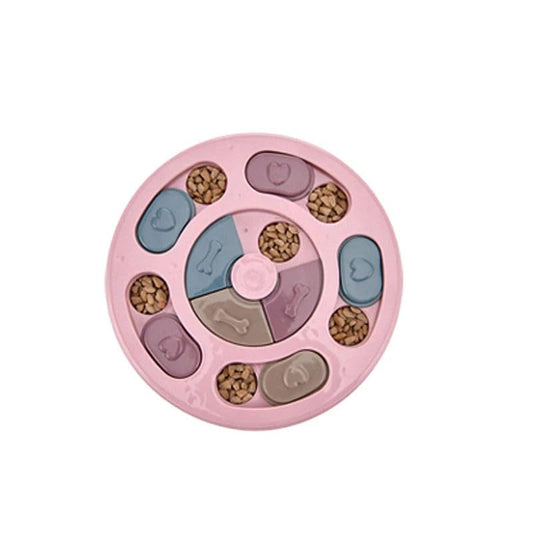 Round Dog Puzzle Toy – Interactive Slow Feeder with Sliding Parts for Brain Training