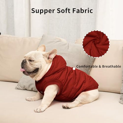 Vecomfy Fleece Lining Extra Warm Dog Hoodie in Winter,Small Dog Jacket Puppy Coats with Hooded,Red S - color: Red, size: Small (Pack of 1)