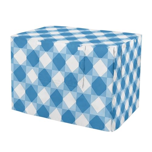 Bohemia Europe Gingham Pattern Blue Metal Dog Crate Cover Pets Kennel Covers Roller Shades - size: Large