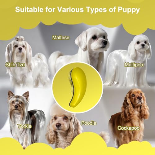 Small Dog Brush - Grooming Tool for Teddy, Yorkies, Maltese, Shih Tzu, Chihuahua - Puppy Hair Brush (Yellow) - color: Yellow