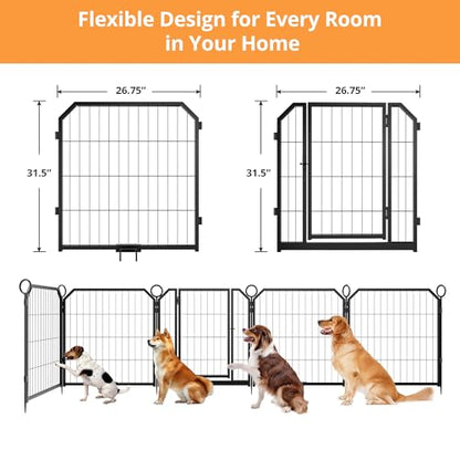 Dog Playpen Indoor 32 Inch 8 Panels Pet Pen with Door & Stakes Portable Exercise Puppy Playpens Metal Dogs Fence Outdoor for Yard RV Camping Training Trips Small Medium Dogs Foldable Expandable - size: 32 Inch