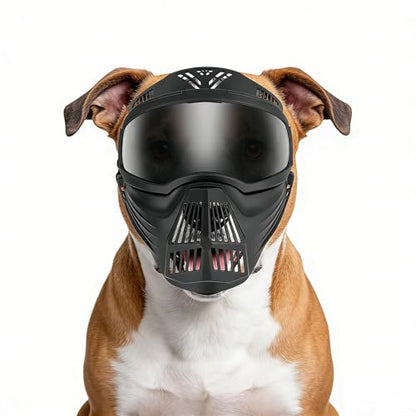 Namsan Large Dog Goggles with Basket Muzzle, Breathable, Full Face Protective, Dog Sunglasses with Mouth Cover for Medium to Large Dogs, Adjustable, Black - color: (Full-Face)Black