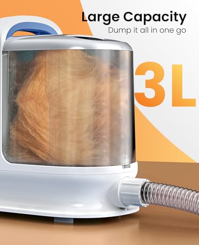 oneisall Dog Grooming Vacuum, 13000Pa Extra Large 3L Dust Cup Pet Vacuum with Clipper Nail Grinder & Shedding Brush, 7 in 1 Dog Grooming Kits, Low Noise, 3X Capacity & 3 Suction Levels, BM3