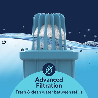 Petmate® Replendish® Automatic Dog Water Dispenser Gravity Pet Waterer with Microban Antimicrobial Protection, 100% BPA Free - 2.5 Gallon, Wide Mouth Bowl, with 2 Extra Filters - size: Medium
