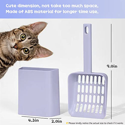 Kitty Litter Scoop, Cat Litter Scooper with Caddy, with Holder to Store cat Pooper Scooper After use, Sturdy ABS Material, Romantic and Cute Purple.… - color: S-Purple