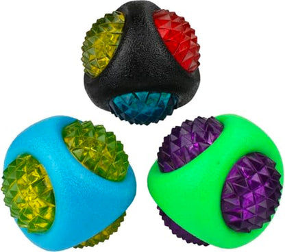 Dog Dental Lighted Translucent Rubber Diamond Balls 3 inch Small to Medium Canines (Green) - color: Green