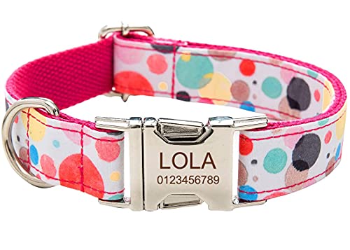 Personalized Dog Collar, Custom Engraving with Pet Name Phone Number ID Tag for Small Medium Large Breeds - color: Bubble, size: S(length 12"-16)