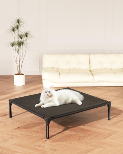 Elevated Dog Cot Bed,Cooling Raised Pet Bed with Washable Breathable Mesh Sturdy Metal Frame,Portable Raised Dog Bed with Anti-Slip Feet for Indoor Outdoor Backyard Use (29" X 19" X 7") - size: 29" X 19" X 7"