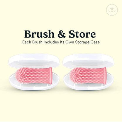 Jasper Dog Toothbrush, 360 Degree Pet Tooth Brushing Kit, Cat Toothbrush, Canine Dental Care & Teeth Cleaning Kit, Pet Finger Tooth Brush, Use with Dog Toothpaste, 2-Pack Pink - color: Pink (2-pack)