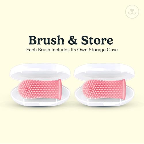 Jasper Dog Toothbrush, 360 Degree Pet Tooth Brushing Kit, Cat Toothbrush, Canine Dental Care & Teeth Cleaning Kit, Pet Finger Tooth Brush, Use with Dog Toothpaste, 2-Pack Pink - color: Pink (2-pack)