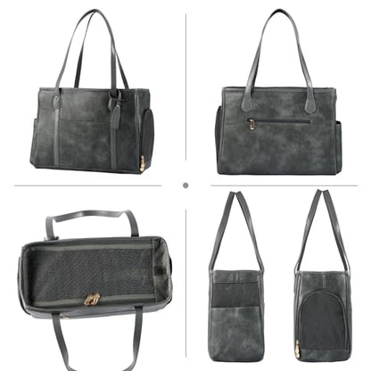Stylish Dog Purse Carrier, Leather Pet Carrier Bag for Small Dogs Cats Puppy, Airline Approved Soft-Sided Carrier Grey - color: Grey