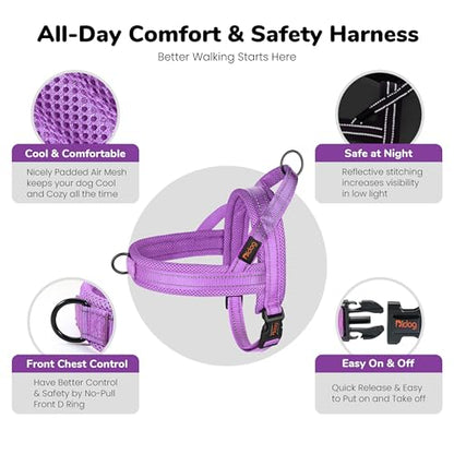Didog No Pull Dog Harness with Breathable Mesh Padded,Reflective & Quick Fit Light Weight Dog Strap Vest Harness,Easy for Walking Training (XS:Chest 15-18", Purple) - color: Purple, size: XS: Chest 15-18", Fit 9-18 lbs