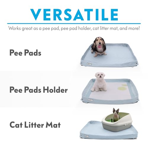 Paw Inspired Critter Box Dog Pad, Large Reusable Puppy Pad for Potty Training, Whelping, or Litter Box Mat, Washable Pee Pad with Soft Raised Sides to Prevent Leaks, 32x32 Inch