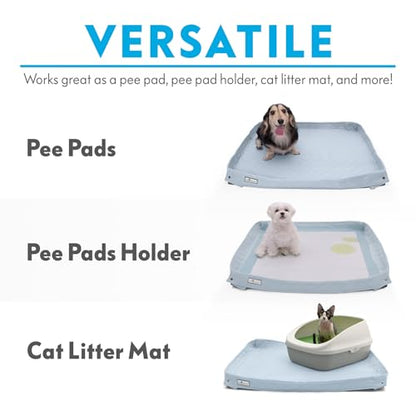Paw Inspired Critter Box Dog Pad, Large Reusable Puppy Pad for Potty Training, Whelping, or Litter Box Mat, Washable Pee Pad with Soft Raised Sides to Prevent Leaks, 32x32 Inch