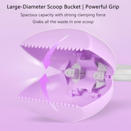 Pooper Scooper with Long Handle 28”, Heavy Duty & Foldable, No Touch Waste Pickup Tool for Large Medium Small Dogs,Portable for Lawn Grass Dirt Gravel, Includes 1 Rolls Waste Bags (Pink-Large) - color: Pink-Large