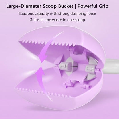 Pooper Scooper with Long Handle 28”, Heavy Duty & Foldable, No Touch Waste Pickup Tool for Large Medium Small Dogs,Portable for Lawn Grass Dirt Gravel, Includes 1 Rolls Waste Bags (Pink-Large) - color: Pink-Large