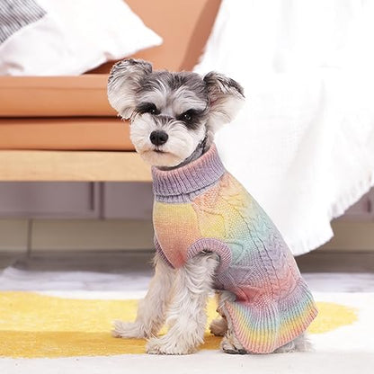 QBLEEV Girls' Small Dog Sweaters - Soft, Warm Winter & Fall Pullover Sweaters with Turtleneck & Vest Options for Female Puppies & Dogs - XS - color: Gradient Pink, size: X-Small