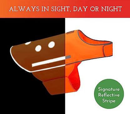 SPOT THE DOG! Reflective Dog Vest - High Visibility Safety Dog Accessories, Fluorescent Dog Apparel for Walking, Hiking & Camping, Hunting (Blaze Orange, Large) - size: Large