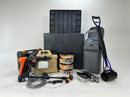 Ultimat Pet Genie Waste Management Kit - Tall & Portable Scoops, 1 Year Supply of Pet Genie Refills, Bag Dispenser, Powerful Cordless Pressure Washer, 10 Eco Waste Bags for Pet Waste. All-in-One. - size: Ultimate