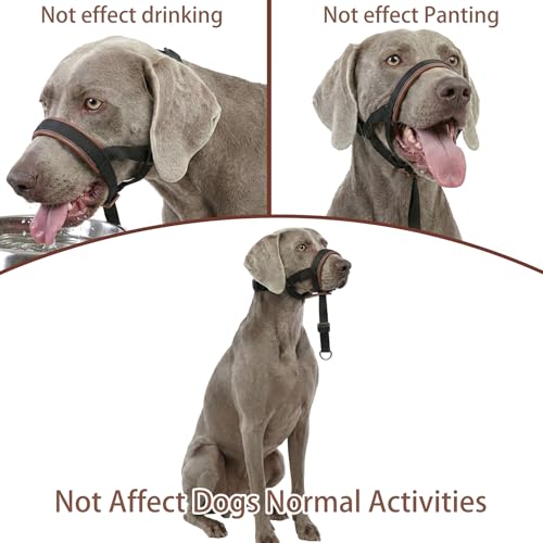 Dog Muzzle,Adjustable Loop Pets Muzzle Soft Leather Protect Skin Puppy Muzzles Prevent Biting Chewing Barking Allow Panting Drinking,Not Include Dog Collar (Brown, Medium) - color: Brown, size: Medium