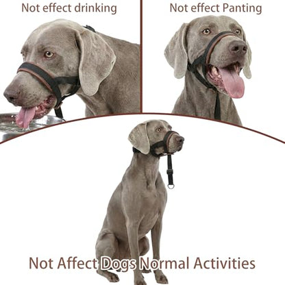 Dog Muzzle,Adjustable Loop Pets Muzzle Soft Leather Protect Skin Puppy Muzzles Prevent Biting Chewing Barking Allow Panting Drinking,Not Include Dog Collar (Brown, Medium) - color: Brown, size: Medium