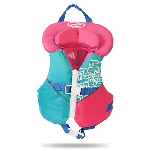 Stohlquist Infant Life Jacket, US Coast Guard Approved, Type II Life Vest (20-30 lbs) for Babies and Toddlers, Support Collar with Grab Handle, PFD for Pools, Lakes and Boating - color: Aqua/Pink