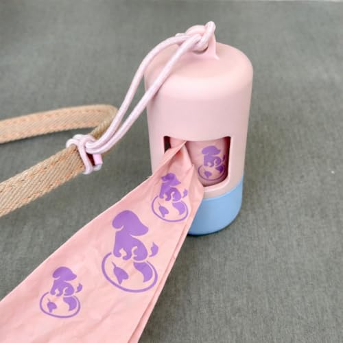 Dog Poop Bag Holder [2-Pack] | With 30 Extra-thick Dog Bags for Poop | Waste Bag Dispenser with Premium Soft-Touch Coating | Enlarged Dispense Opening, Stylish Color-Block Design (Blush Sky) - color: Blush Sky