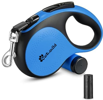 OUTnWILD Retractable Dog Leash - Retractable Dog Leash 16ft for Breeds Up to 66lbs. 360° Tangle Free Design with One Touch Quick-Lock Braking System&Anti-Slip Handle (Blue) - color: Blue
