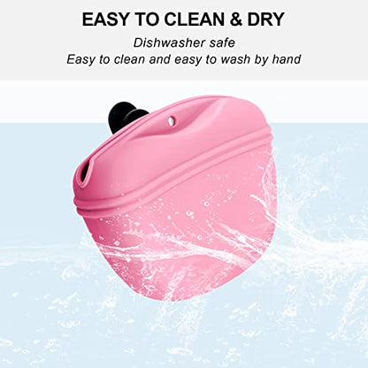 Left&Right Dog Clicker Training Kit,Silicone Dog Training Treat Pouch and Dog Clickers,Dog Treat Bag with Clicker Training for Dogs,Pet Treat Bag with Magnetic Buckle Closing and Waist Clip,Pink - color: Pink