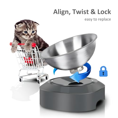 AYADA Dedicated Replacement Cat Bowl for Raised Cat Food Bowl, Base Not Included Elevated Stainless Steel 0-15° Slanted Kitty Kitten Pet Dish for Wet Food Water Anti Vomiting - color: Replacement