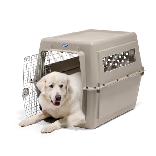 Petmate Ultra Vari Dog Kennel - Portable Crate for Extra Large Dogs 90-125 lbs - Airline-Friendly - Heavy-Duty Plastic Shell - For Home and Travel - Made in USA - 48 Inches - Taupe