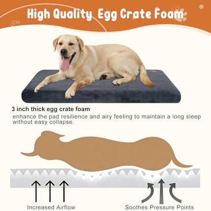 EMPSIGN Stylish Dog Bed Mat Dog Crate Pad Mattress Reversible (Cool & Warm), Water Proof Linings, Removable Machine Washable Cover, Firm Support Small to XX Large Dogs, Grey,XL(41''''*28''''*3'''') - color: Grey, size: XL(41"*28"*3")