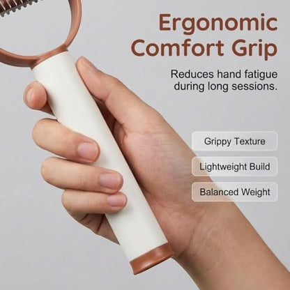 Double Sided Dematting Comb for Cats & Dogs, Undercoat Rake, Safe Deshedding Grooming Tool, Gentle Matt Remover Detangler for Long Thick Haired Pets, Ergonomic Pet Grooming Brush (Black) - color: Black