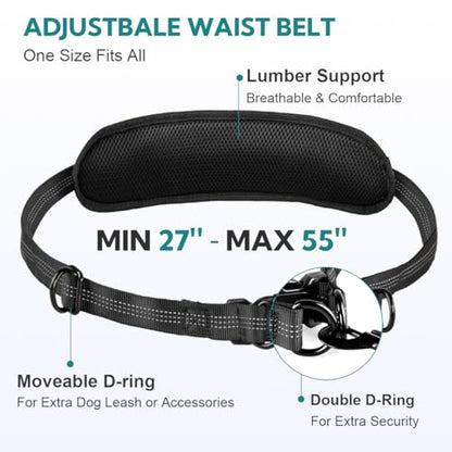 Hands Free Dog Leash with Pouch, Retractable Bungee with Double Padded Handles, Dog Leashes with Bungee for Medium & Large Puppy (Black/Olive Green) - color: Black/Olive Green