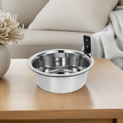 Happyyami Wall Mounted Pet Feeder Set with Elevated Stainless Steel Dog and Cat Food Water Bowls 8-inch Raised Feeding Station for Large Dogs and Cats
