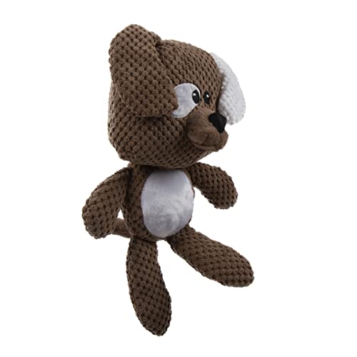goDog Checkers Dog Squeaky Plush Dog Toy, Chew Guard Technology - Brown, Large - color: Dog (Brown), size: Large