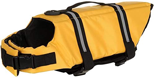 Izefia Dog Life Jacket Swimming Safety Coat Floatation Life Vest Life Saver with Handle for Small Dog Puppy Large Dog (Yellow, XXS) - color: Yellow, size: XX-Small