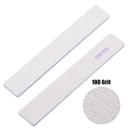 50 Pieces Rectangle Nail Files 100/100 Grit, Reusable Nail Buffers Double Sided Emery Boards Fingernail Files for Acrylic Nails and Natural Nails - size: 100/100 Grit(50 Count)