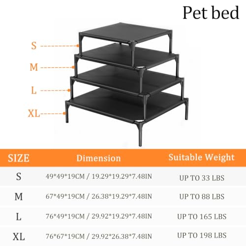 Elevated Dog Cot Bed,Cooling Raised Pet Bed with Washable Breathable Mesh Sturdy Metal Frame,Portable Raised Dog Bed with Anti-Slip Feet for Indoor Outdoor Backyard Use (29" X 19" X 7") - size: 29" X 19" X 7"