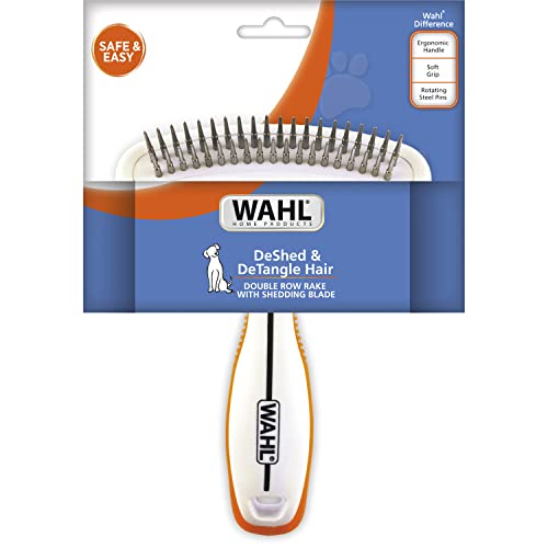 Wahl 2-in-1 Combination Double Row Pet Rake with Hair Shedding Blade for Dog or Cat Fur by The Brand Used by Professionals – Model 858424 - size: 1 Count (Pack of 1)