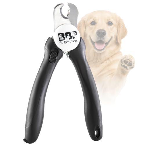 Be Best Pets Pet Nail Clippers for Dogs & Cats - Professional Nail Trimmer with Safety Guard & Sharp Stainless-Steel Blades - Non-Slip Handle Pet Grooming Clippers for All Breeds - Nail File Included