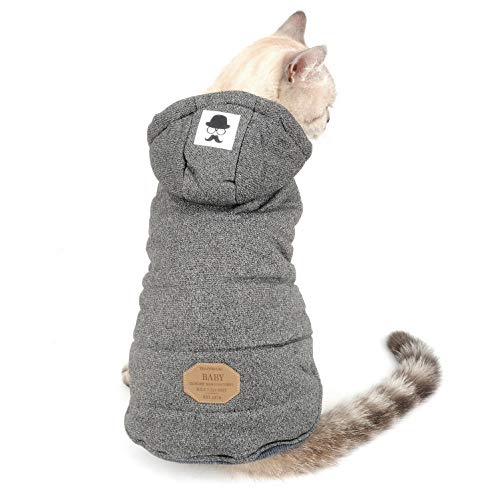 Fleece Dog Hoodie Winter Coat for Small Boy Dog Cat Puppy Cotton Hooded Jacket Chihuahua Clothes Grey S - color: Gray, size: S