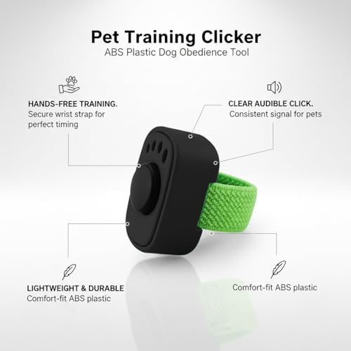 Dog Training Clicker with Wrist Strap - Battery-Free ABS Plastic Tool for Precise Sound Cues (1 Pack, Black)