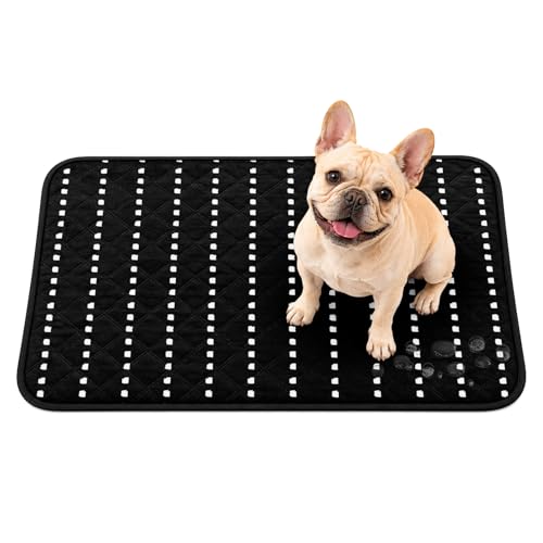 Washable Pee Pads for Dogs & Cats Stark Lines Waterproof Leakproof Non-Slip Super Absorbent Black Charcoal Minimalist Reusable Training Pad for Potty Crate Playpen Bed Sofa 18"x24" - color: Onyx, Black, size: 18" L x 24" W