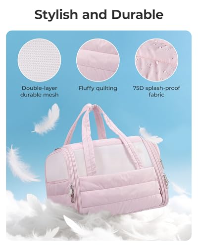 BAGSMART Cat Carrier: Soft-Sided Pet Carrier for Small Medium Cats Dogs Puppy Quilted Collapsible Puffy Travel Bag Up to 20 Lbs Pink - color: Baby Pink, size: 18.1"L x 11.0"W x 11.0"H