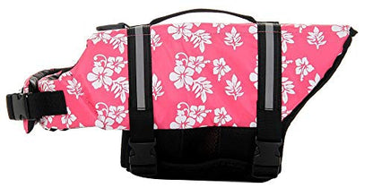 Dog Life Jacket Adjustable Dog Lifevest Swimsuit Safety Vest Apparel Lifesaver Coat S - color: A-Pink Flower, size: S:15-20 inch(Ribcage Girth)