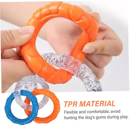 Dog Ring Toy for Training and Teeth Cleaning Rubber Dog Rings Chew Toy with 3 Color Rings Interactive Indestructible Toys for Small Medium Large Dogs.