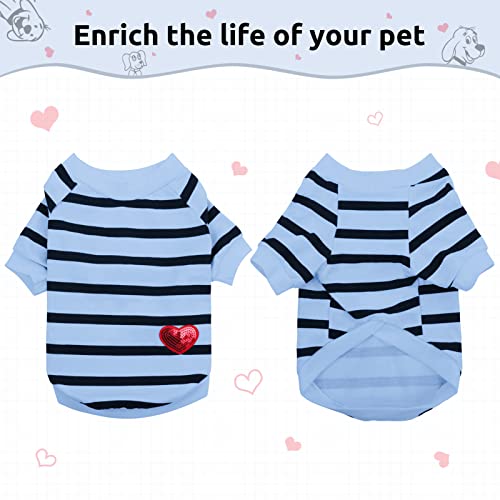 Pet Dog Striped T-Shirt Dogs Cats Cotton Vest Spring Summer Pet Apparel Tee Shirt Suitable for Small and Medium Large Pets French Bulldog Bichon - color: Blue, size: X-Small