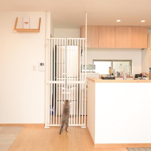 YGP 74.8-90.5” Extra Tall Cat Gate,33–37.8" Wide Pressure Mounted Cat Gate for Doorway, 1.3" Narrow Bar Cat Dog Proof Pet Gate,Auto Close No Drilling for Indoor Stairs Window Wall,White - color: White, size: 33-37.8"